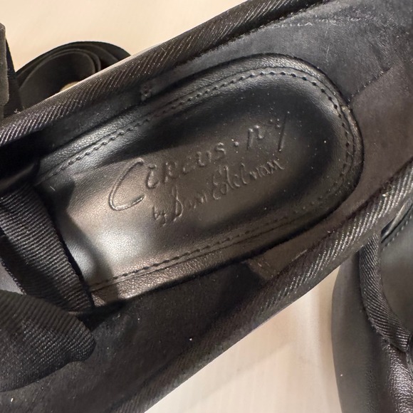 Circus NY Della Wrap Up Block Heel Ballet Sz 9 Black Ribbon Tie Square Toe Goth - Picture 10 of 15